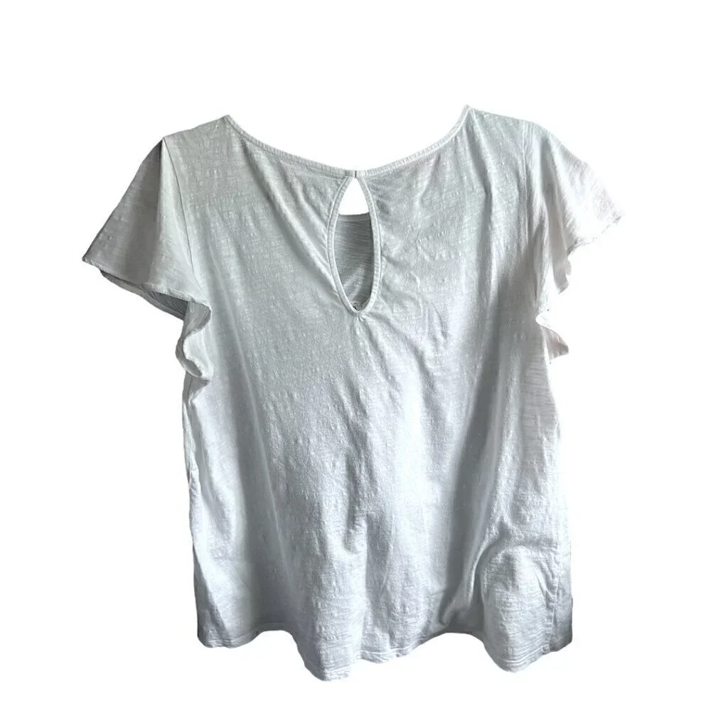 Lilly Pulitzer White Florabelle Knit Embroidery Flutter Sleeve Top Size Medium